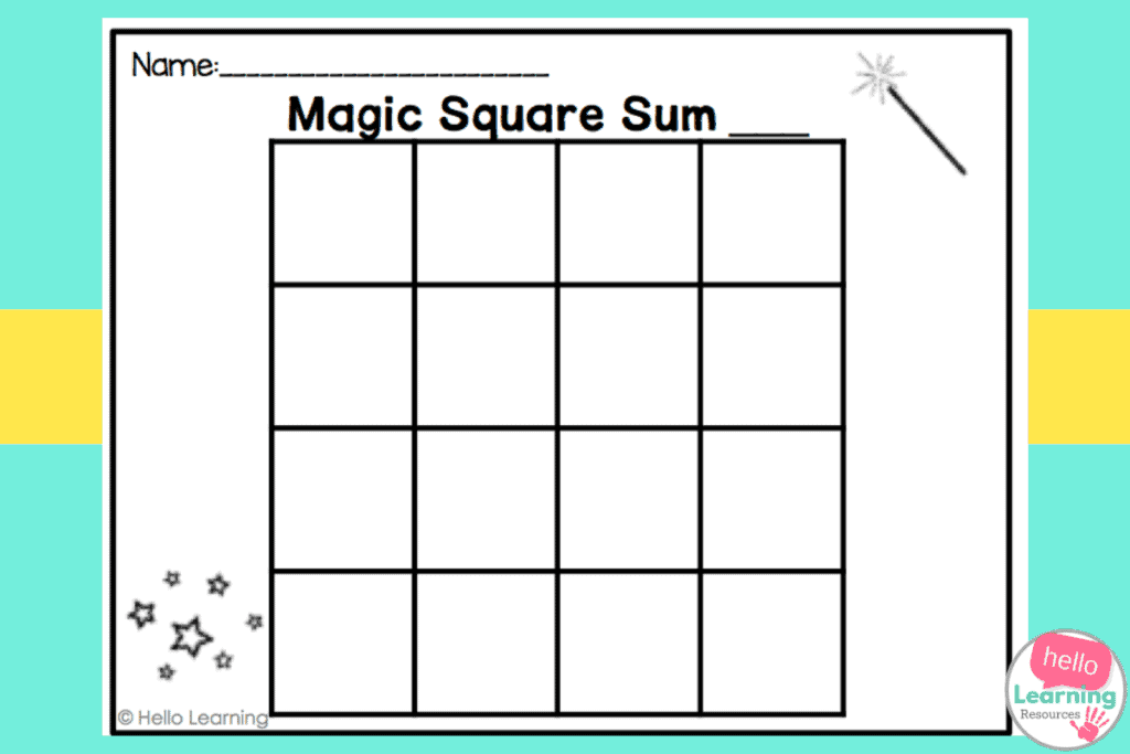 magic square answer recording sheet