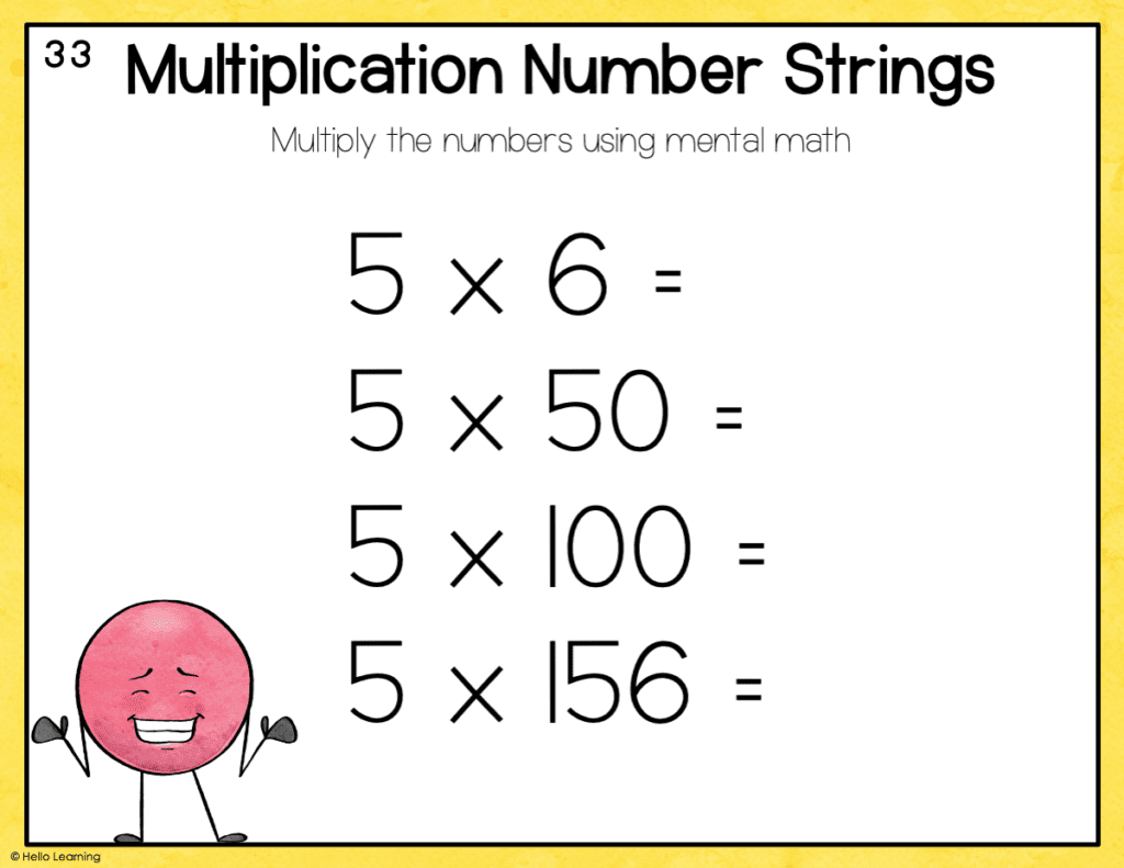 image of a multiplication number string used to teach the partial products strategy