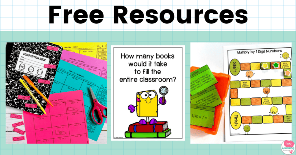free math center resources image with math clips, math game and open ended math tasks