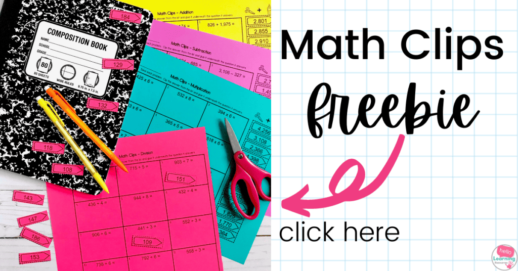 math center activity math clips freebie addition, subtraction, multiplication and division