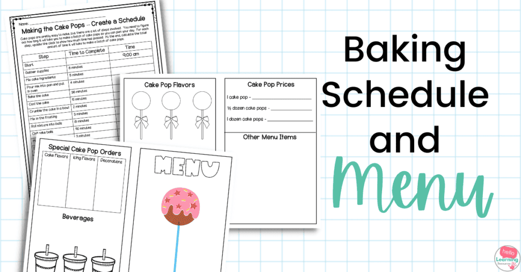 valentine's day math activity pages for cake pops project based learning menu