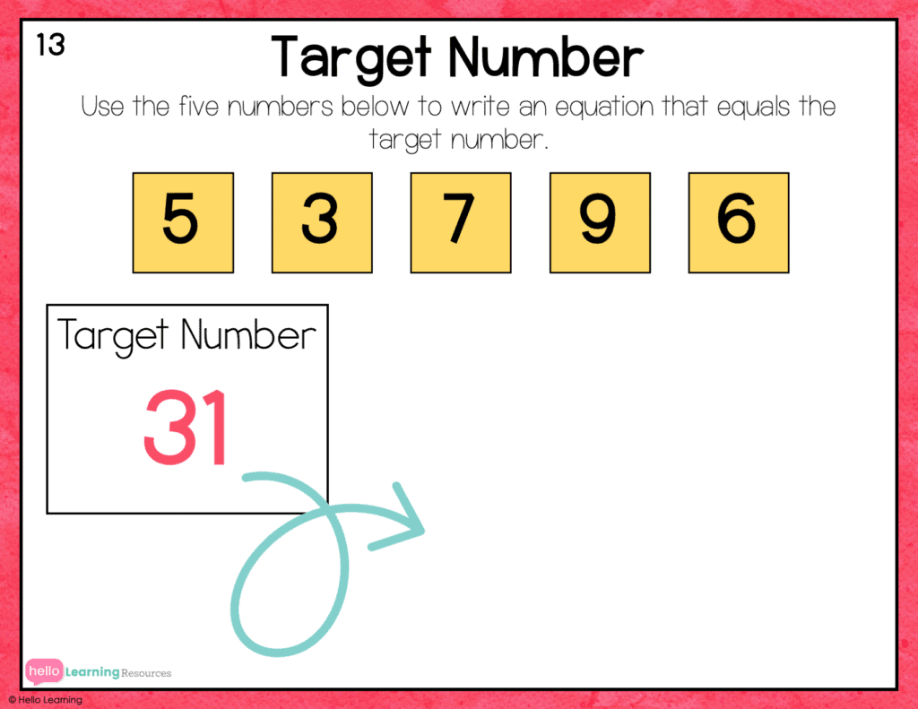 target number math activity