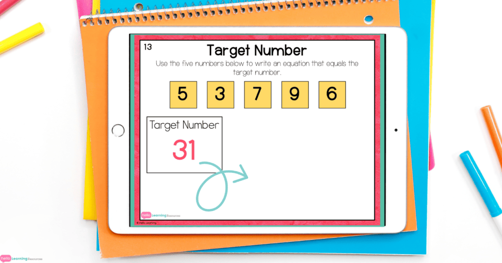 Target number example for number talks