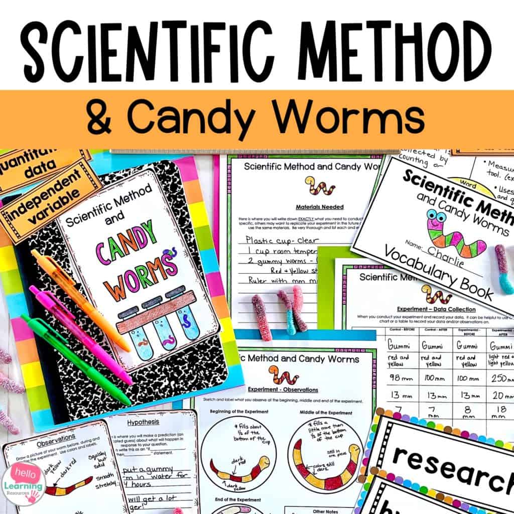 scientific method experiment with gummy worms
