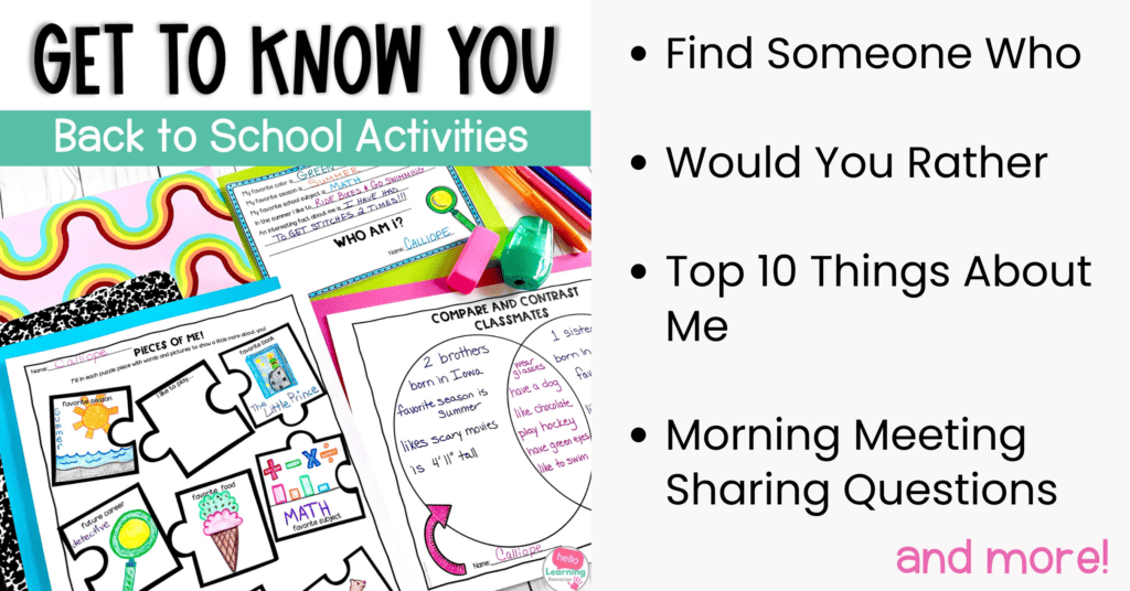 get to know you back to school activities 