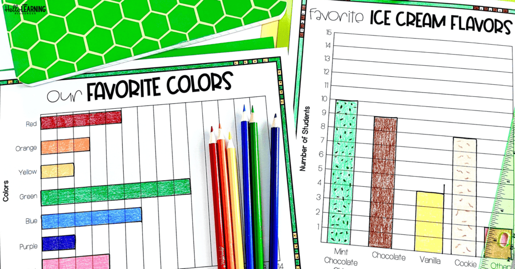 bar graphs about our class showing our favorite colors and favorite ice cream flavors