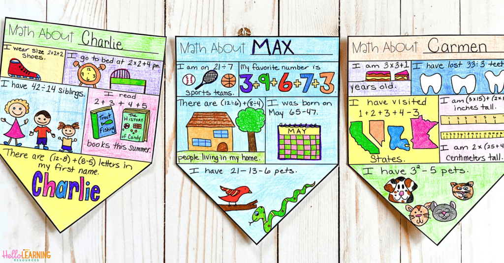 math all about me banner examples