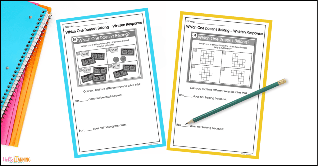 Which one doesn't belong worksheets for written responses